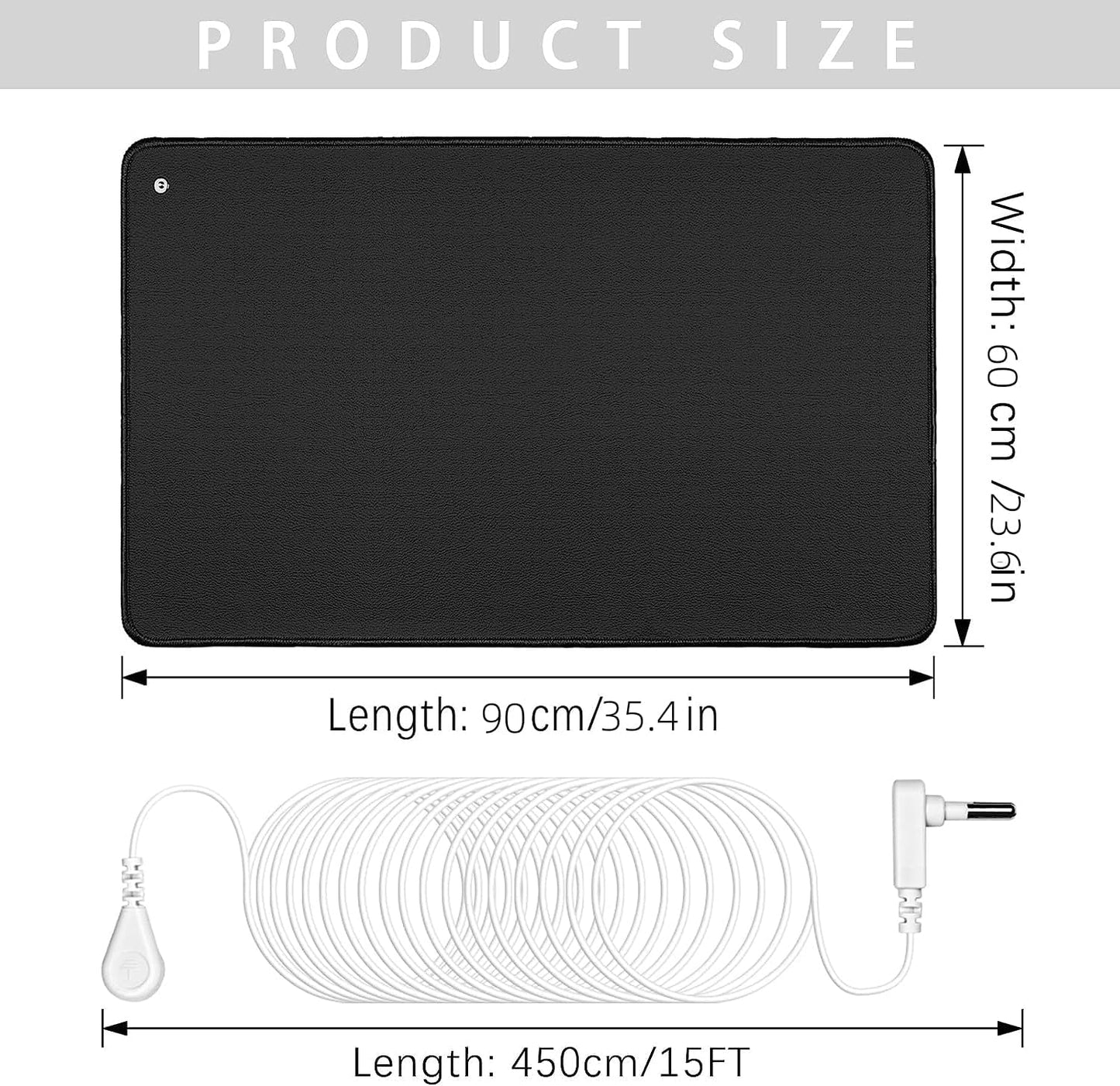23.6" X 35.4" Grounding Mat Kit with 15Ft Grounding Cord,Grounding Pad for Health Grounding Bed Mat for Foot Mat,Computer Mat, Sleep Mat, Pet Mat