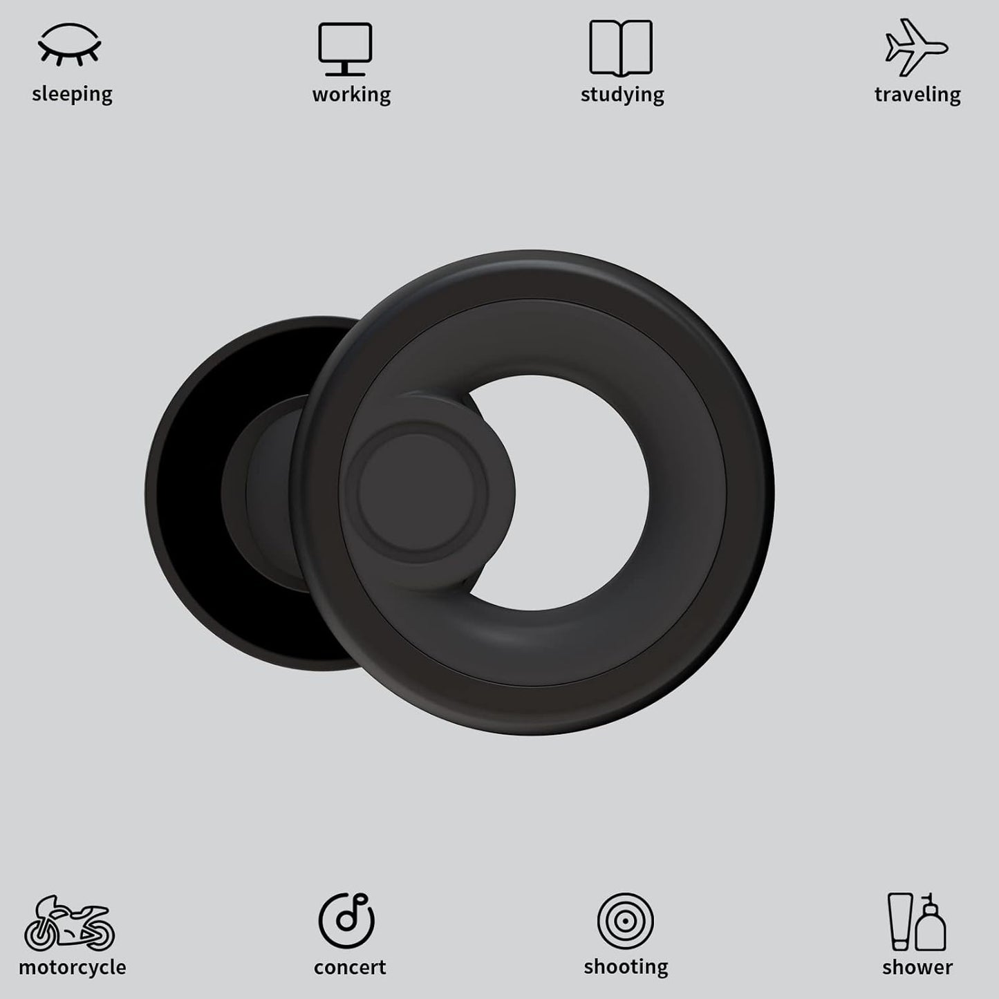 Ear Plugs for Noise Cancelling Ear Protection Earplugs for Sleep,Concerts,Work,Study,8 Size Eartips with Small Box,Perfect -30Db Silicone Earplugs for Noise Reduction