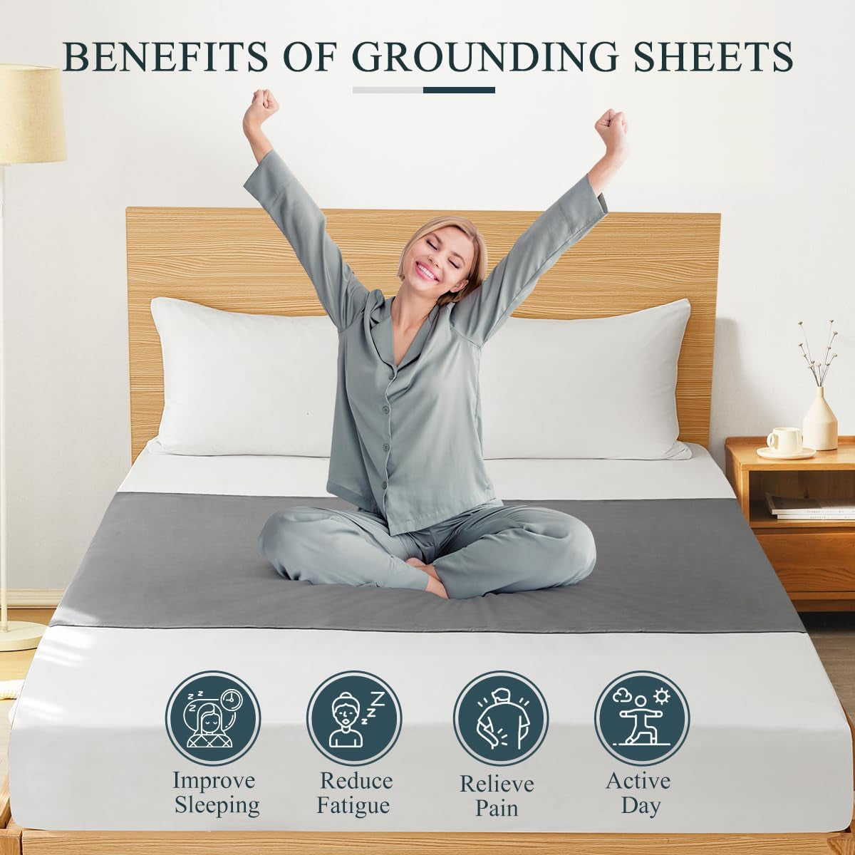 GROUNDING MAT - 90% Organic Cotton 10% Silver fiber - Fits all mattresses, outlet tester included