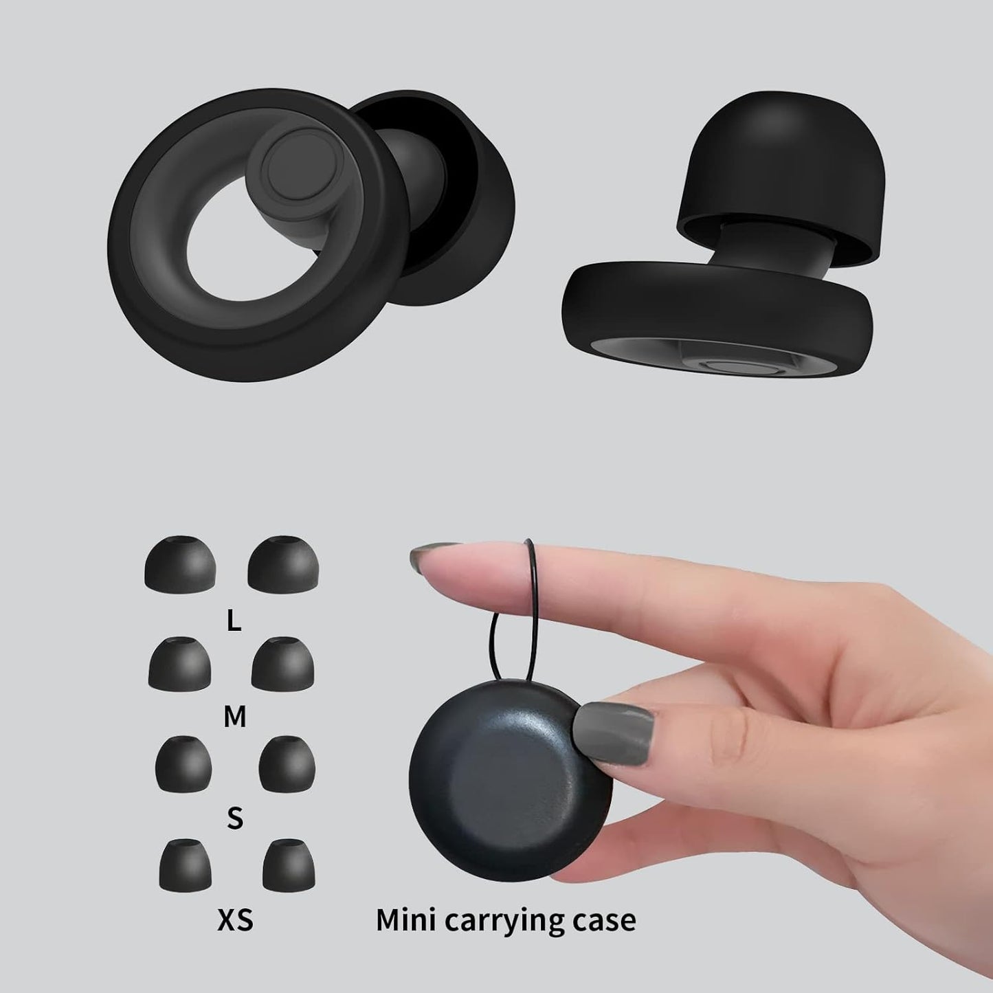 Ear Plugs for Noise Cancelling Ear Protection Earplugs for Sleep,Concerts,Work,Study,8 Size Eartips with Small Box,Perfect -30Db Silicone Earplugs for Noise Reduction