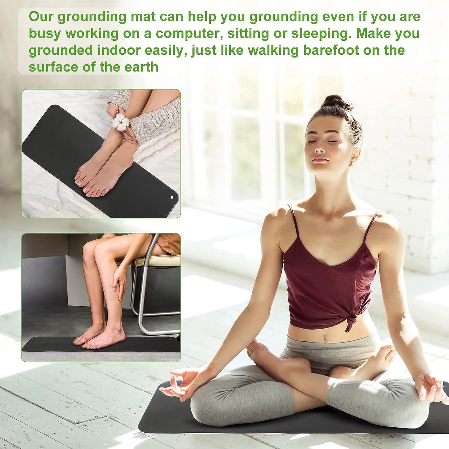 23.6" X 35.4" Grounding Mat Kit with 15Ft Grounding Cord,Grounding Pad for Health Grounding Bed Mat for Foot Mat,Computer Mat, Sleep Mat, Pet Mat