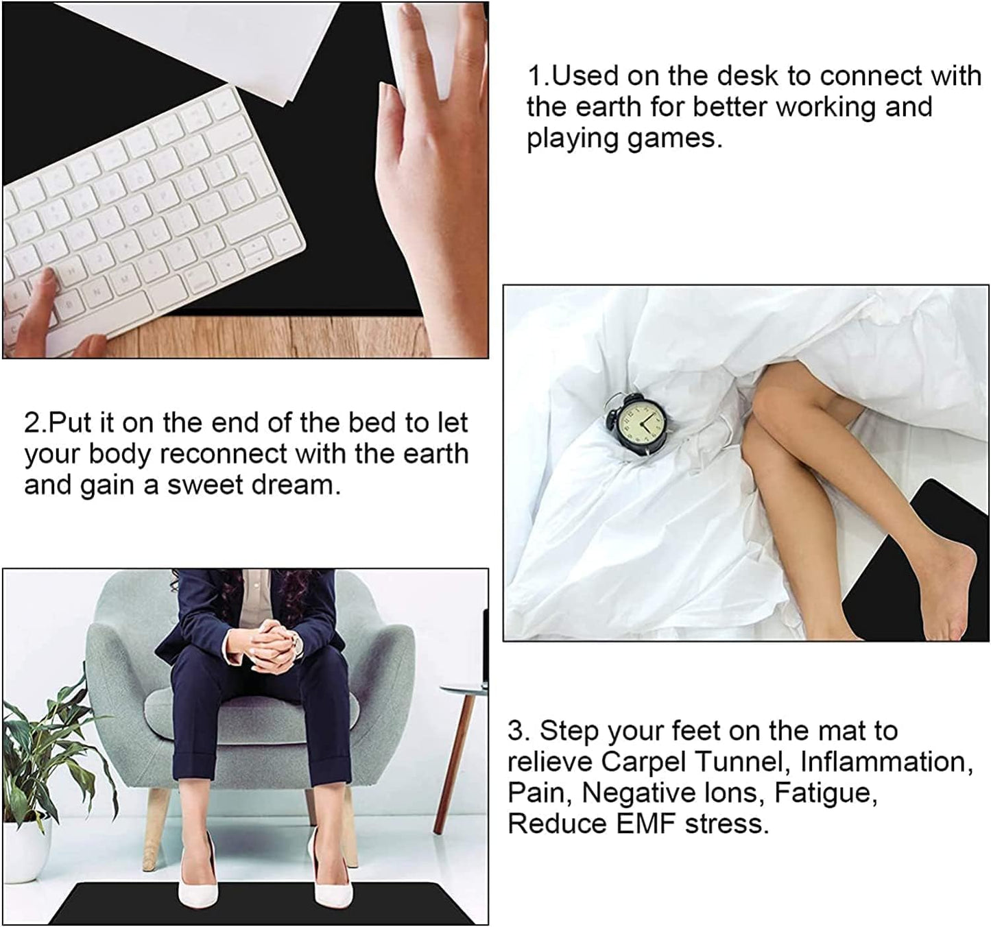 23.6" X 35.4" Grounding Mat Kit with 15Ft Grounding Cord,Grounding Pad for Health Grounding Bed Mat for Foot Mat,Computer Mat, Sleep Mat, Pet Mat
