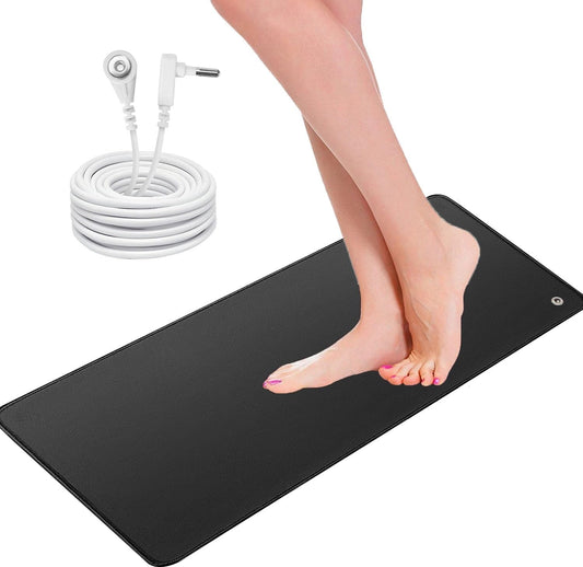 13" X 23.6" Grounding Mat Kit with 15Ft Grounding Cord, Black Anti-Slip Rectangular Mat for Health, Sleep, Pets